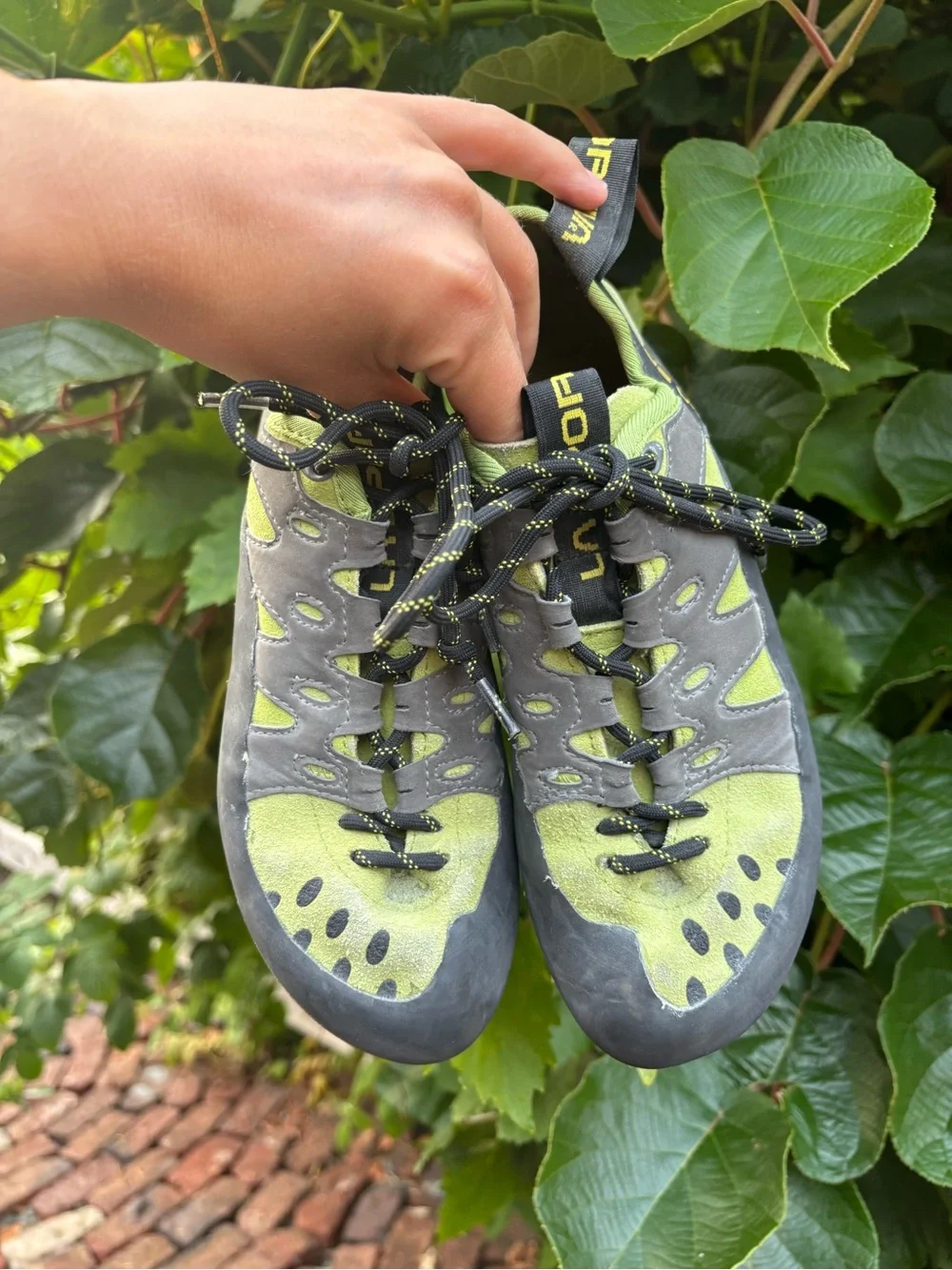 La Sportiva Men’s Lime Green and Gray Climbing Shoes